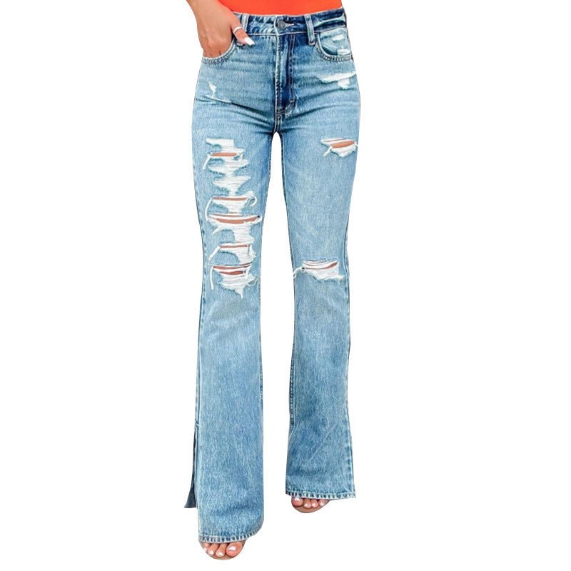 25 Edition – High Waist Ripped Split Stretch Jeans for Women - AllYearGoods