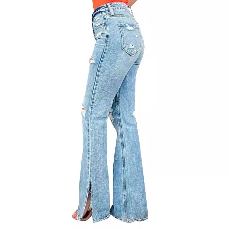 25 Edition – High Waist Ripped Split Stretch Jeans for Women - AllYearGoods