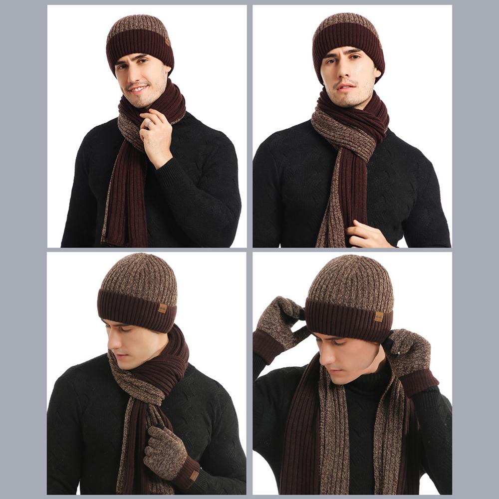 3Pcs Winter Scarf Hat Gloves Kit Beanie Hat & Long Scarf & Gloves Gift - AllYearGoods