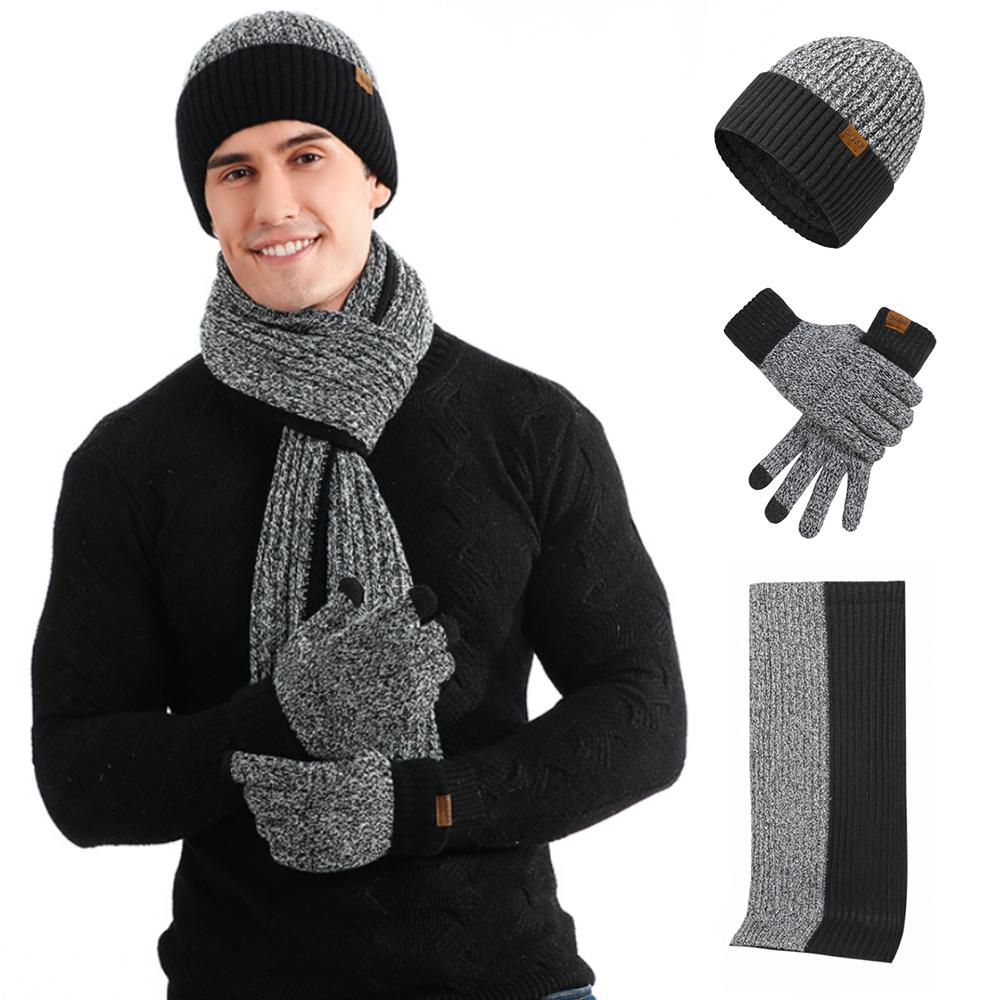 3Pcs Winter Scarf Hat Gloves Kit Beanie Hat & Long Scarf & Gloves Gift - AllYearGoods