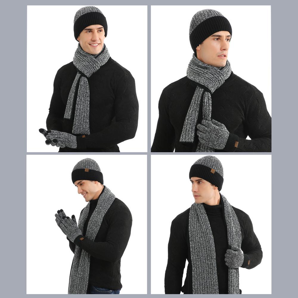 3Pcs Winter Scarf Hat Gloves Kit Beanie Hat & Long Scarf & Gloves Gift - AllYearGoods