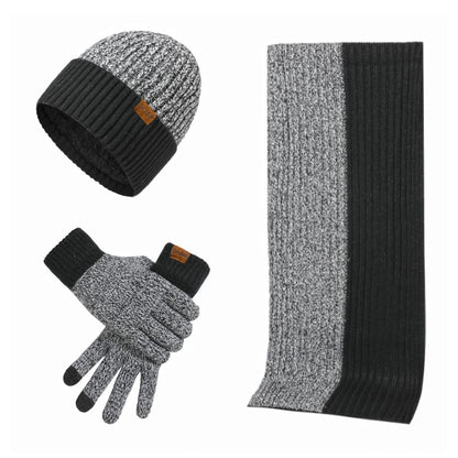 3Pcs Winter Scarf Hat Gloves Kit Beanie Hat & Long Scarf & Gloves Gift - AllYearGoods