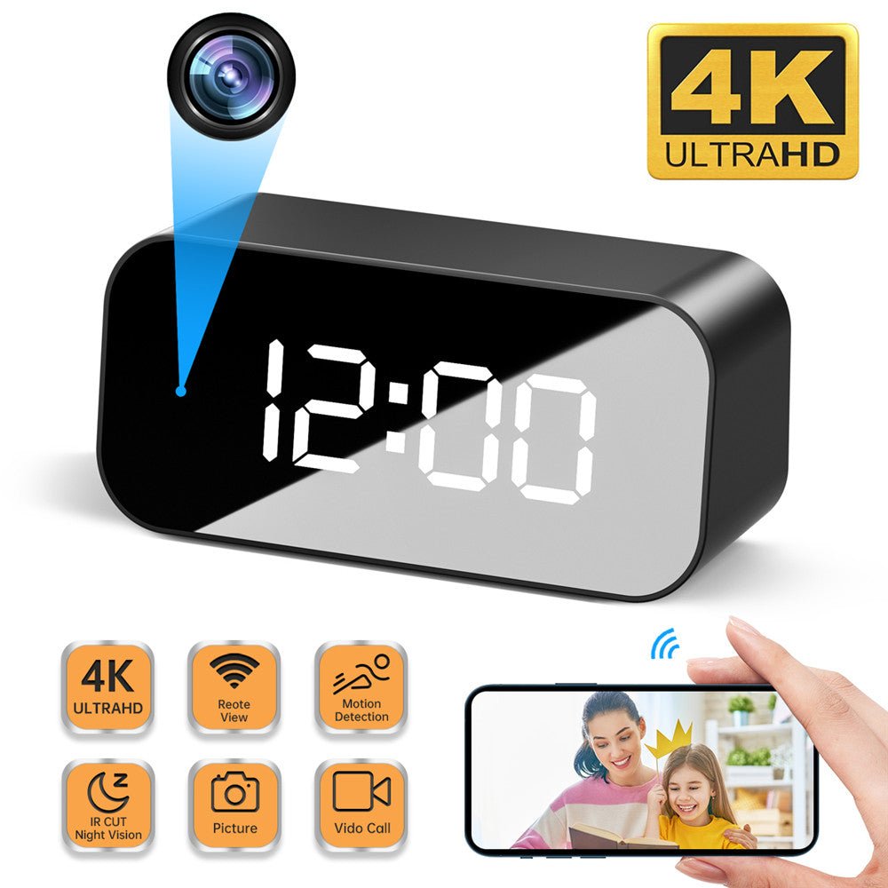 4K HD WIFI Clock Camera Micro Camera IR Night View Alarm Camcorder - AllYearGoods