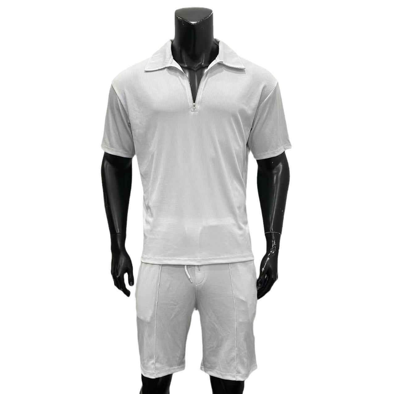 Summer Fashion Mens Clothing  Men's Suits New Zipper Polo Casual Short