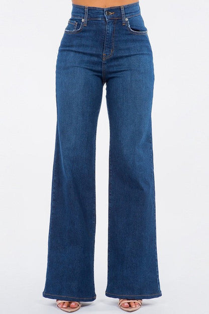 Olivia Wide Leg Jean in Dark Blue