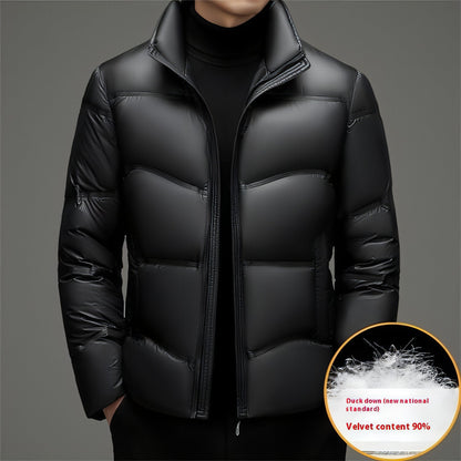 Winter Mid-old Men's Down Jacket Stand Collar Coat Thickened