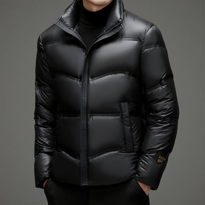 Winter Mid-old Men's Down Jacket Stand Collar Coat Thickened