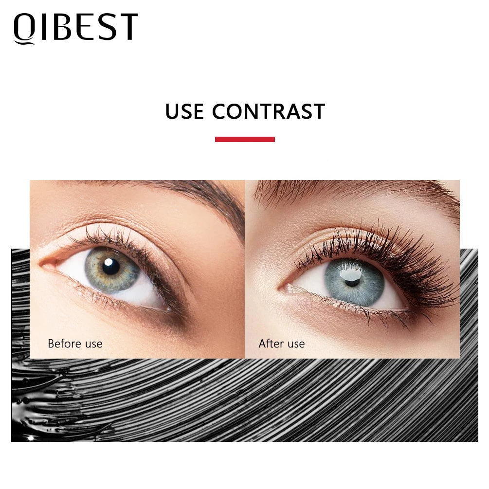 QIBEST Black Mascara Eyelashes Mascara 4D Silky Eyelashes Lengthening