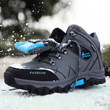 Brand Men Winter Snow Boots Waterproof Leather Sneakers Super Warm - AllYearGoods