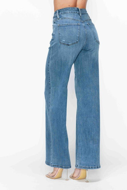 bytos Full Size High Rise Wide Leg Jeans with Pockets - AllYearGoods