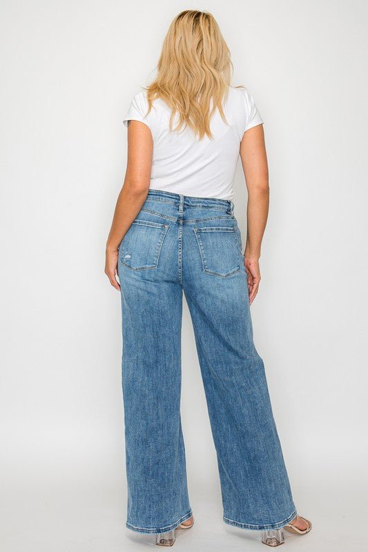 bytos Full Size High Rise Wide Leg Jeans with Pockets - AllYearGoods