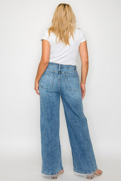 bytos Full Size High Rise Wide Leg Jeans with Pockets - AllYearGoods
