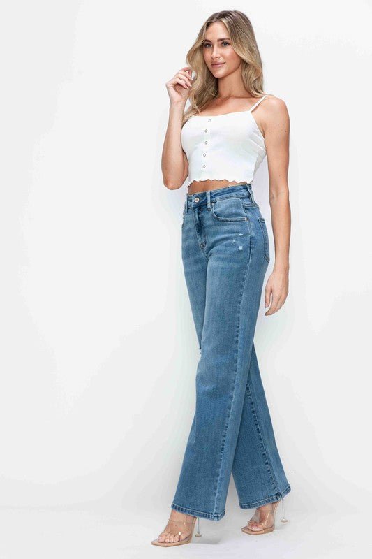 bytos Full Size High Rise Wide Leg Jeans with Pockets - AllYearGoods