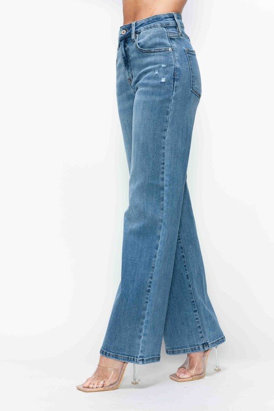 bytos Full Size High Rise Wide Leg Jeans with Pockets - AllYearGoods