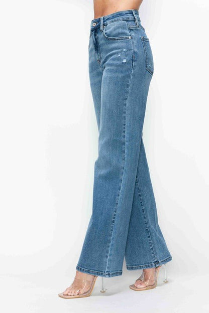 bytos Full Size High Rise Wide Leg Jeans with Pockets - AllYearGoods