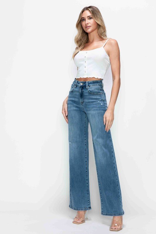 bytos Full Size High Rise Wide Leg Jeans with Pockets - AllYearGoods