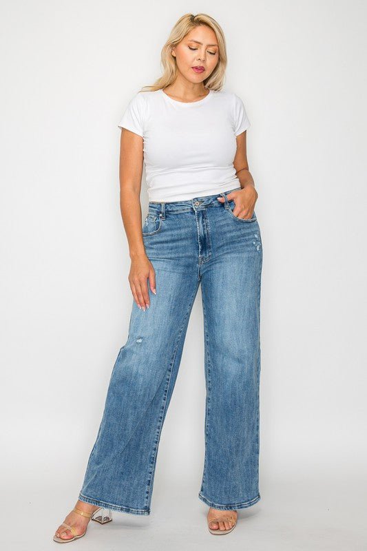 bytos Full Size High Rise Wide Leg Jeans with Pockets - AllYearGoods