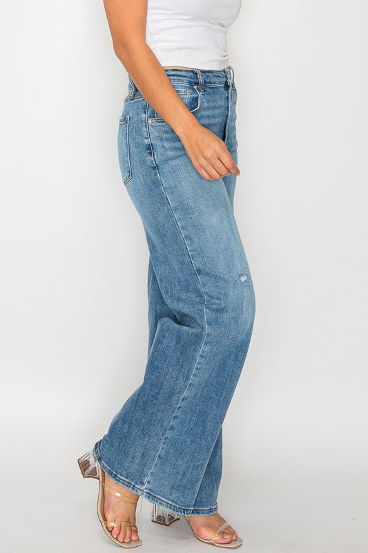 bytos Full Size High Rise Wide Leg Jeans with Pockets - AllYearGoods