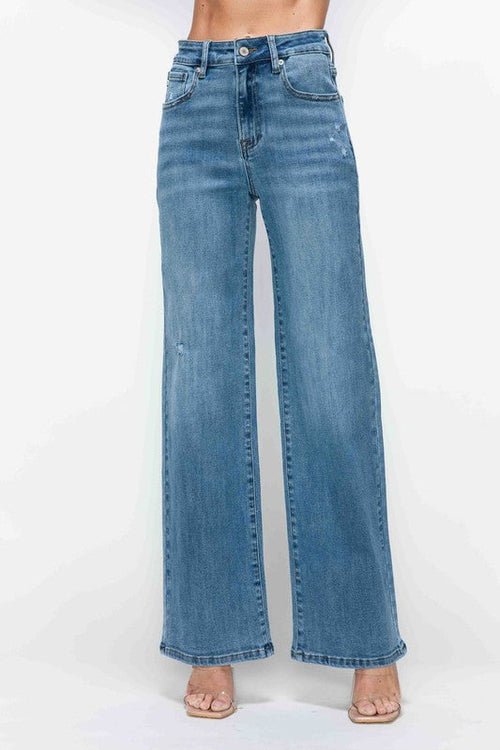 bytos Full Size High Rise Wide Leg Jeans with Pockets - AllYearGoods