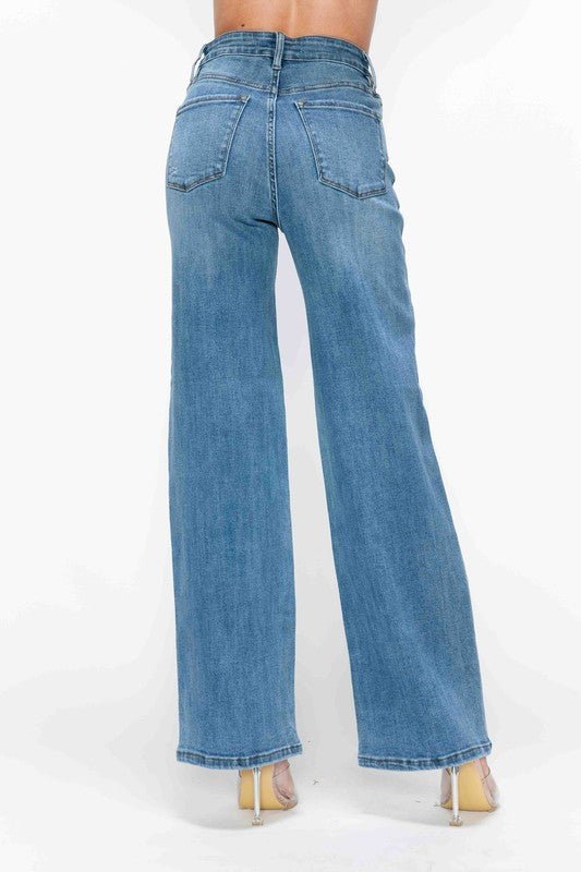 bytos Full Size High Rise Wide Leg Jeans with Pockets - AllYearGoods