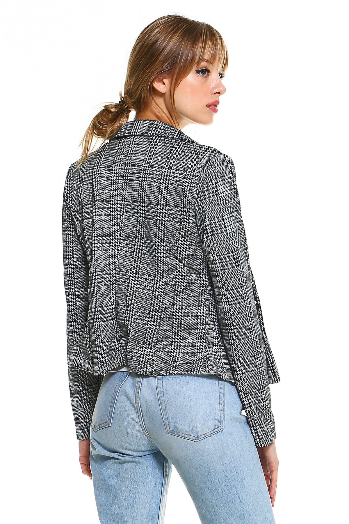 Classic Plaid Fitted Blazer - AllYearGoods
