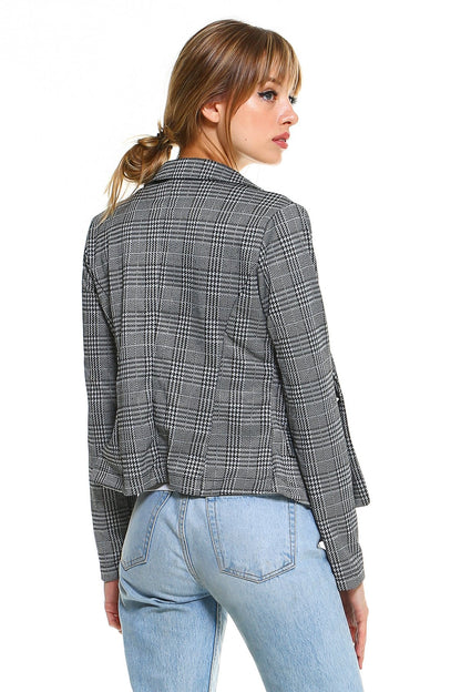 Classic Plaid Fitted Blazer - AllYearGoods
