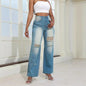 Fashion High Waist Ripped Jeans With Pockets Comfortable Slim Fit