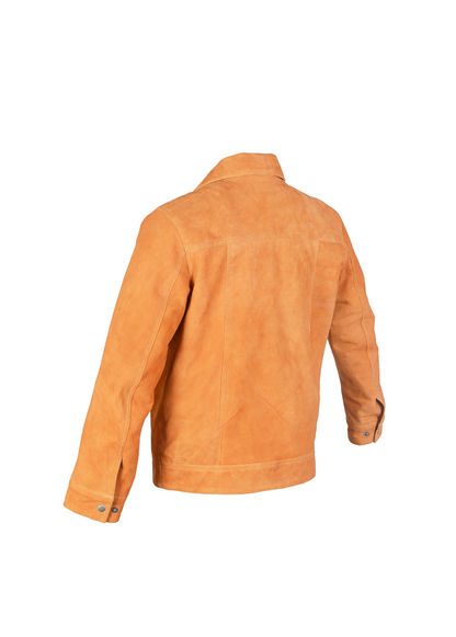 LUXURY Sheepskin Suede Leather Jacket in Light Brown for Men