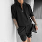 Summer Fashion Mens Clothing  Men's Suits New Zipper Polo Casual Short