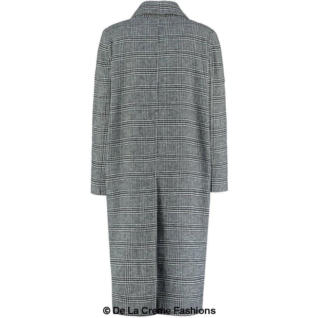 De La Creme - Womens Prince Of Wales Check Wrap Long Coat - AllYearGoods