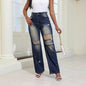 Fashion High Waist Ripped Jeans With Pockets Comfortable Slim Fit - AllYearGoods