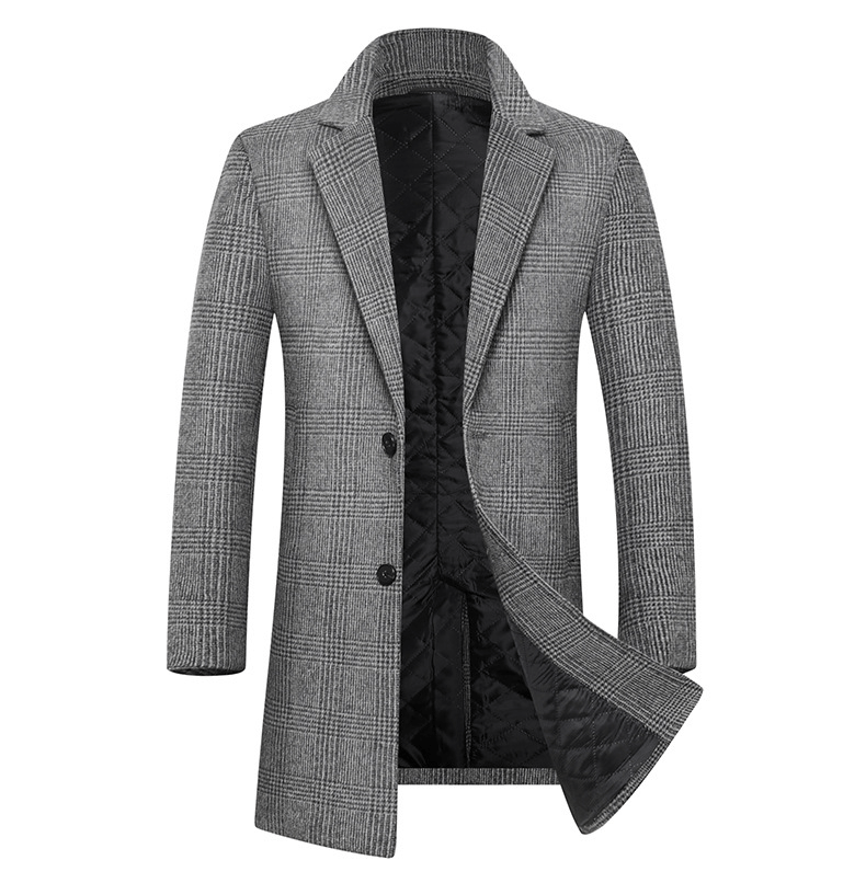 Fashion Plaid Single Breasted Jackets Men's Wool Coats - AllYearGoods