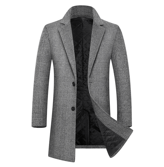 Fashion Plaid Single Breasted Jackets Men's Wool Coats - AllYearGoods