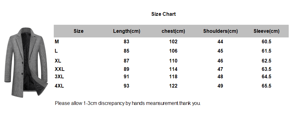 Fashion Plaid Single Breasted Jackets Men's Wool Coats - AllYearGoods