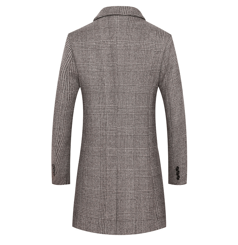 Fashion Plaid Single Breasted Jackets Men's Wool Coats - AllYearGoods
