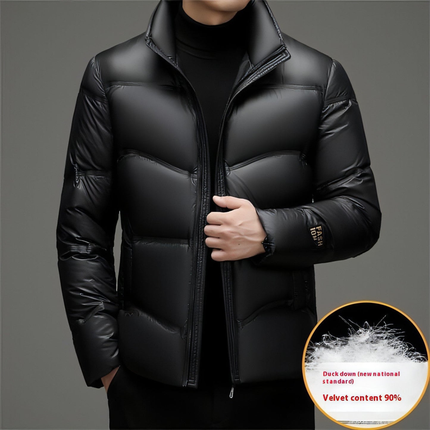 Winter Mid-old Men's Down Jacket Stand Collar Coat Thickened