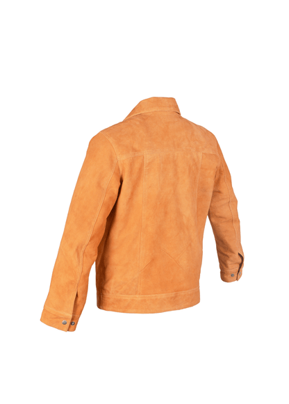 LUXURY Sheepskin Suede Leather Jacket in Light Brown for Men - AllYearGoods