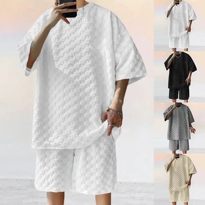 Men Leisure Oversized Two - piece shorts Set - AllYearGoods