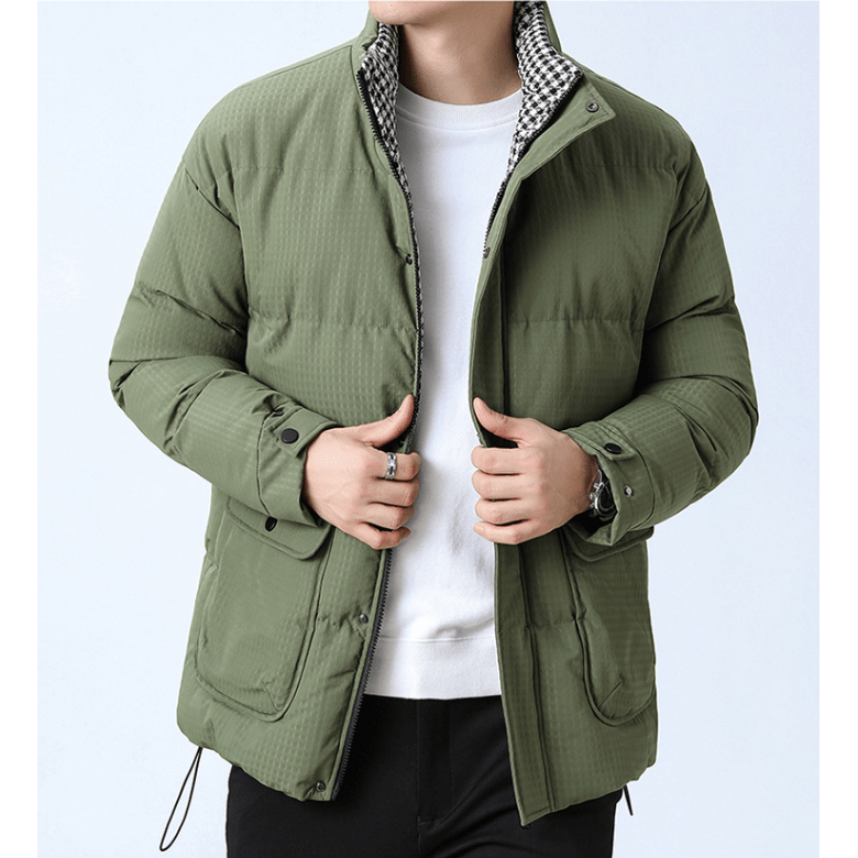 Mens Houndstooth Puffer Jacket - AllYearGoods