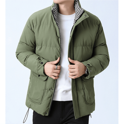 Mens Houndstooth Puffer Jacket - AllYearGoods