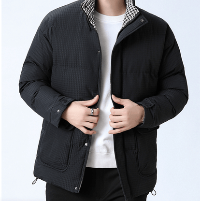 Mens Houndstooth Puffer Jacket - AllYearGoods