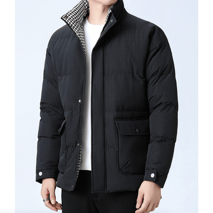 Mens Houndstooth Puffer Jacket - AllYearGoods