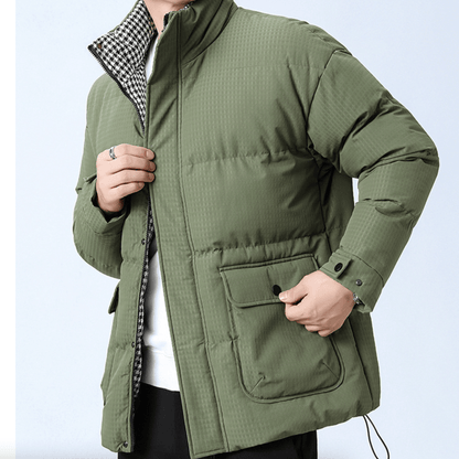 Mens Houndstooth Puffer Jacket - AllYearGoods