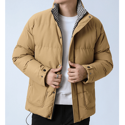 Mens Houndstooth Puffer Jacket - AllYearGoods