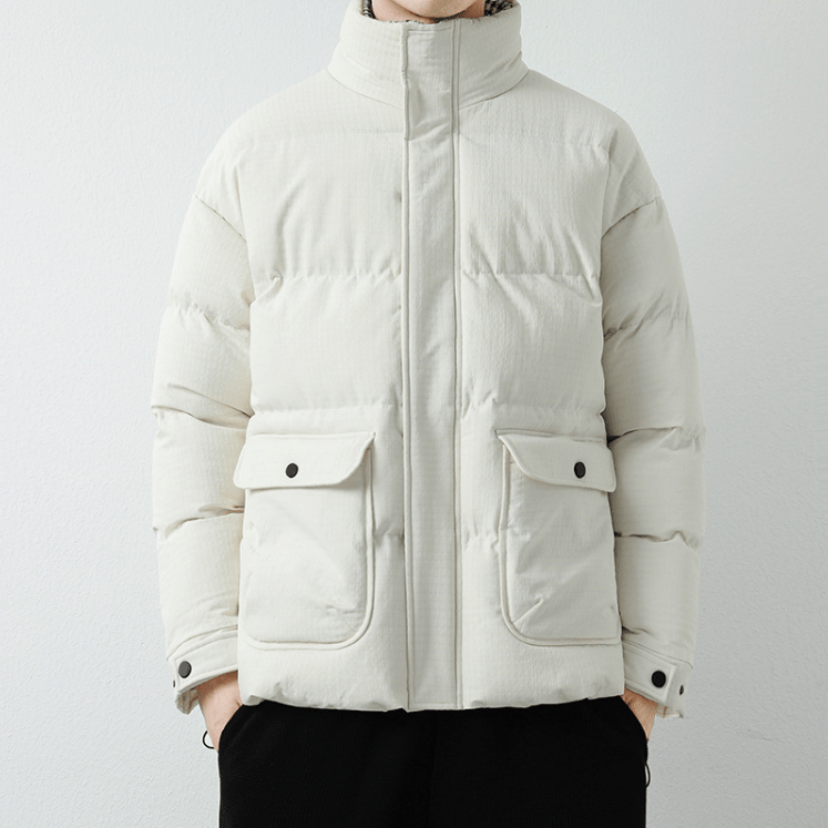 Mens Houndstooth Puffer Jacket - AllYearGoods