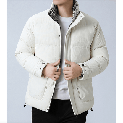 Mens Houndstooth Puffer Jacket - AllYearGoods