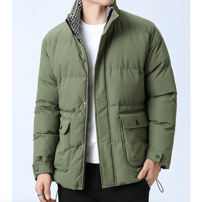 Mens Houndstooth Puffer Jacket - AllYearGoods