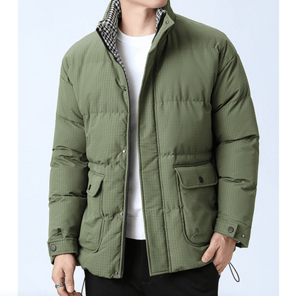 Mens Houndstooth Puffer Jacket - AllYearGoods