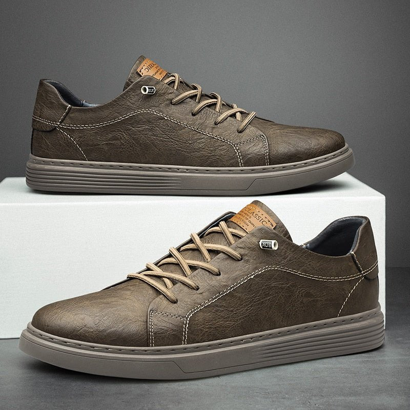 Mens Lace Up Oxford Leather Shoes - AllYearGoods