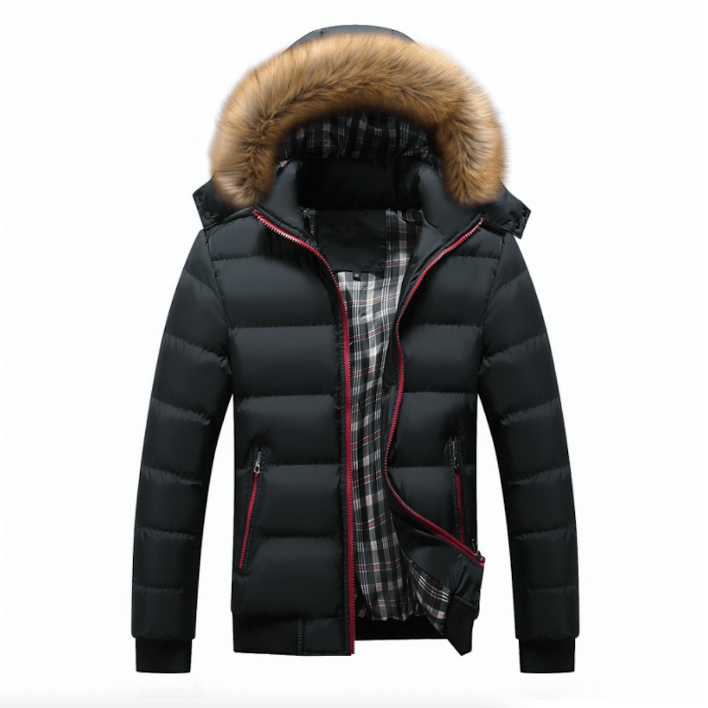 Mens Two Tone Puffer Jacket with Removable Hood - AllYearGoods